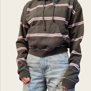 green and purple striped cropped hoodie size medium from PacSun